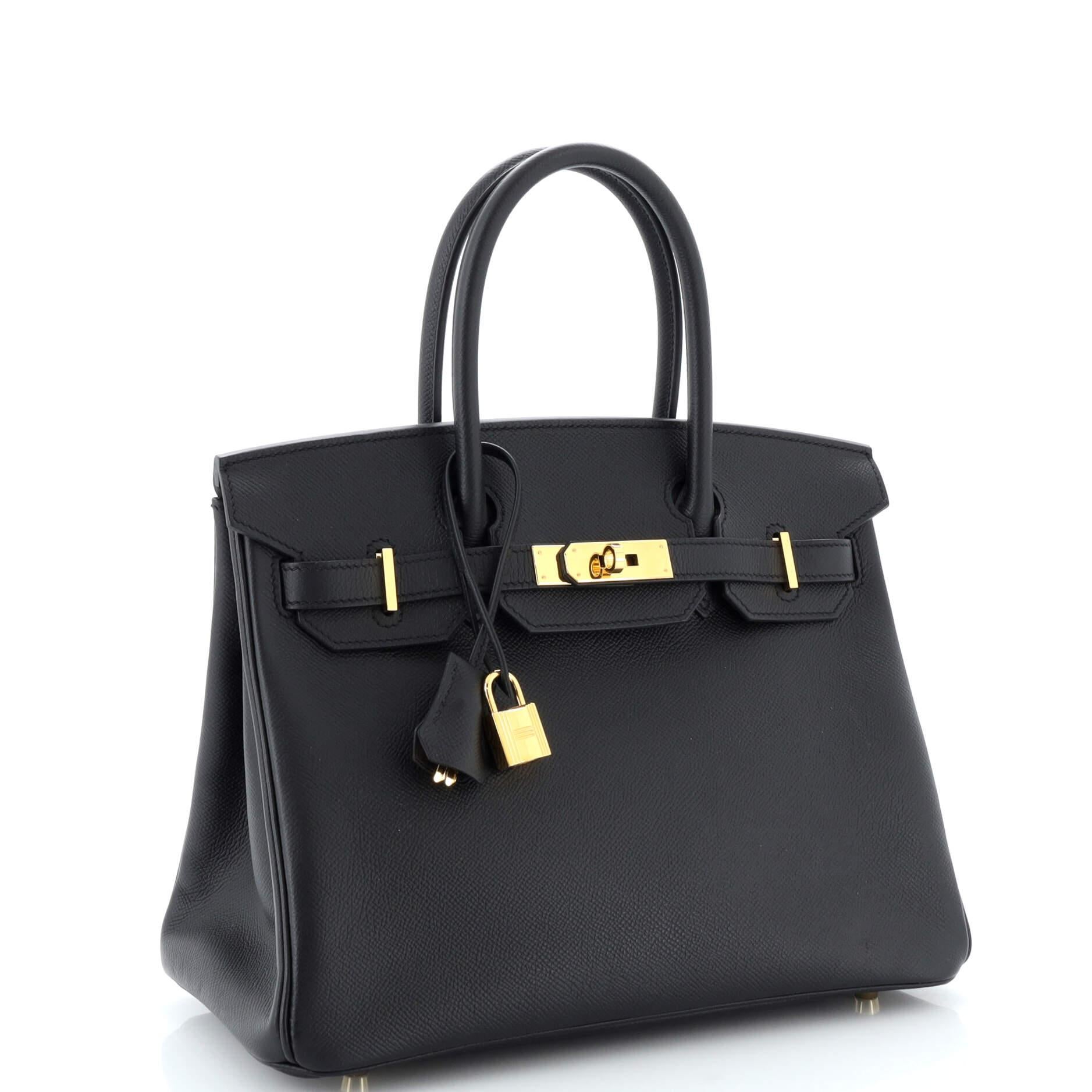 Hermes Birkin Handbag Noir Epsom with Gold Hardware 30 In Good Condition In NY, NY