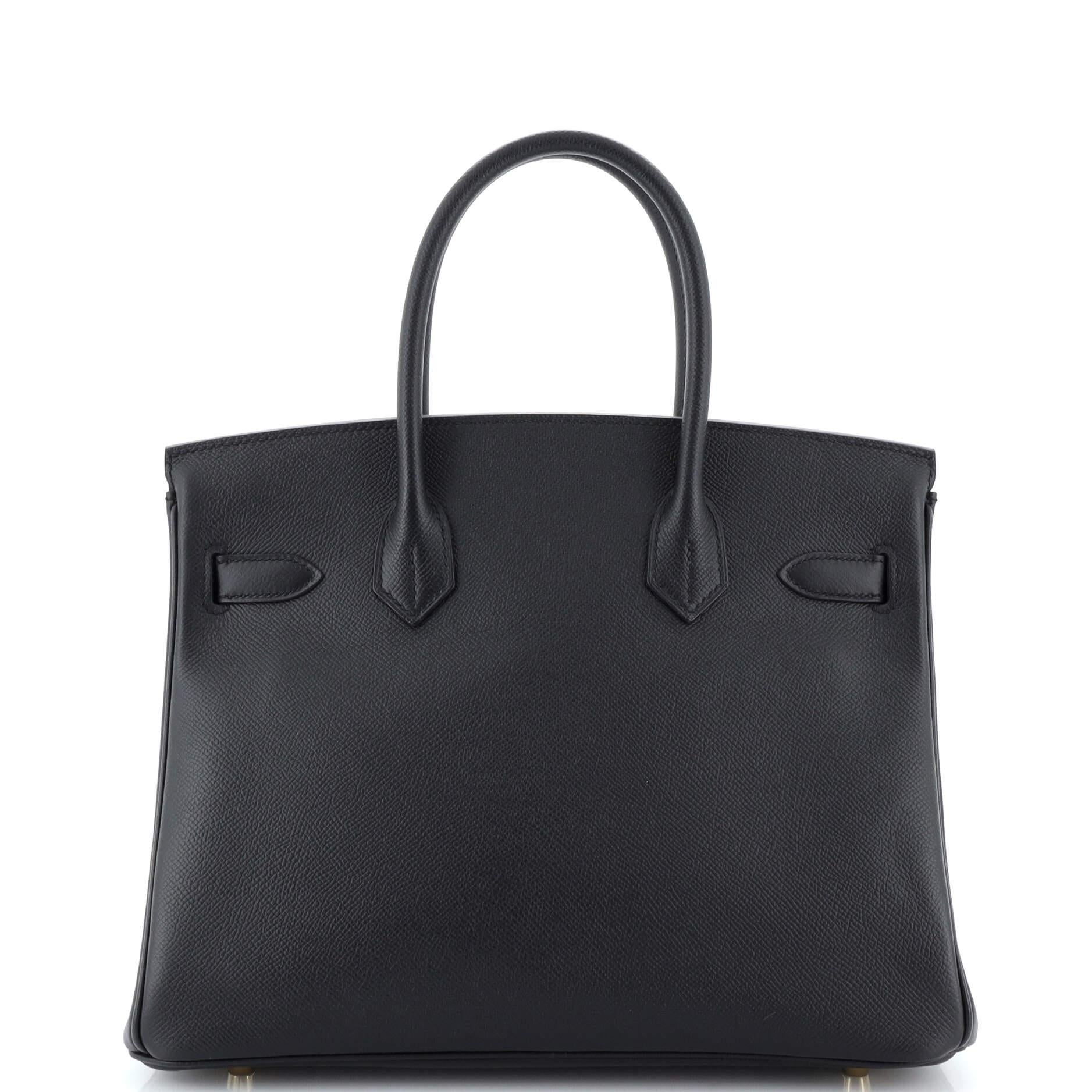 Women's or Men's Hermes Birkin Handbag Noir Epsom with Gold Hardware 30