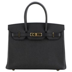 Hermes Birkin Handbag Noir Epsom with Gold Hardware 30