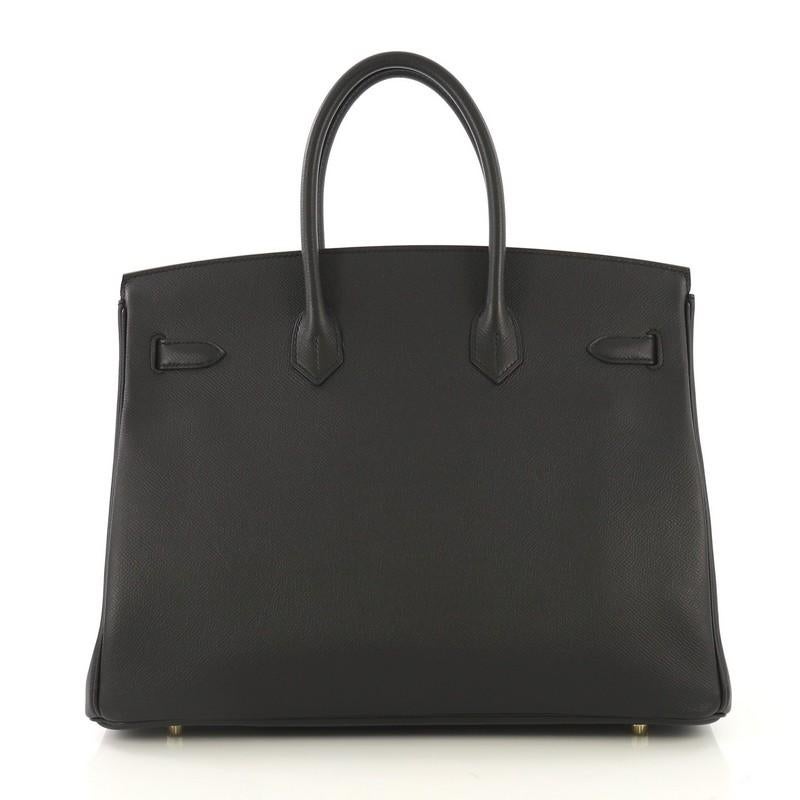 Hermes Birkin Handbag Noir Epsom with Gold Hardware 35 In Good Condition In NY, NY