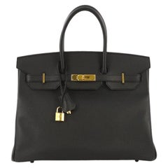 Hermes Birkin Handbag Noir Epsom with Gold Hardware 35