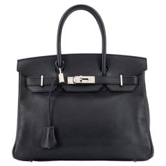 Hermes Birkin Handbag Noir Epsom with Palladium Hardware 3