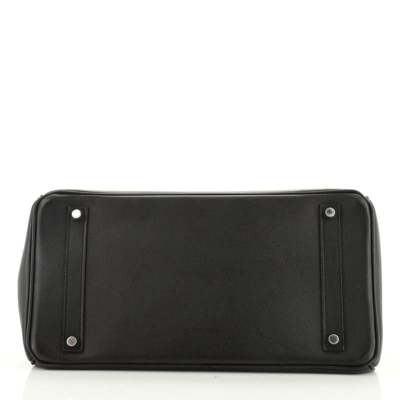 Hermes Birkin Handbag Noir Epsom With Palladium Hardware 35 In Good Condition In NY, NY
