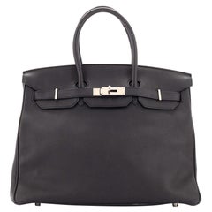 Hermès - Sac à main Birkin Noir Epsom avec accessoires en palladium 35
