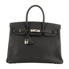 Hermes Birkin Handbag Noir Epsom with Palladium Hardware 35