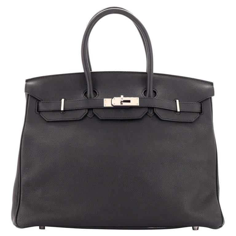 Hermes Birkin Handbag Noir Epsom with Palladium Hardware 35 For Sale at  1stDibs