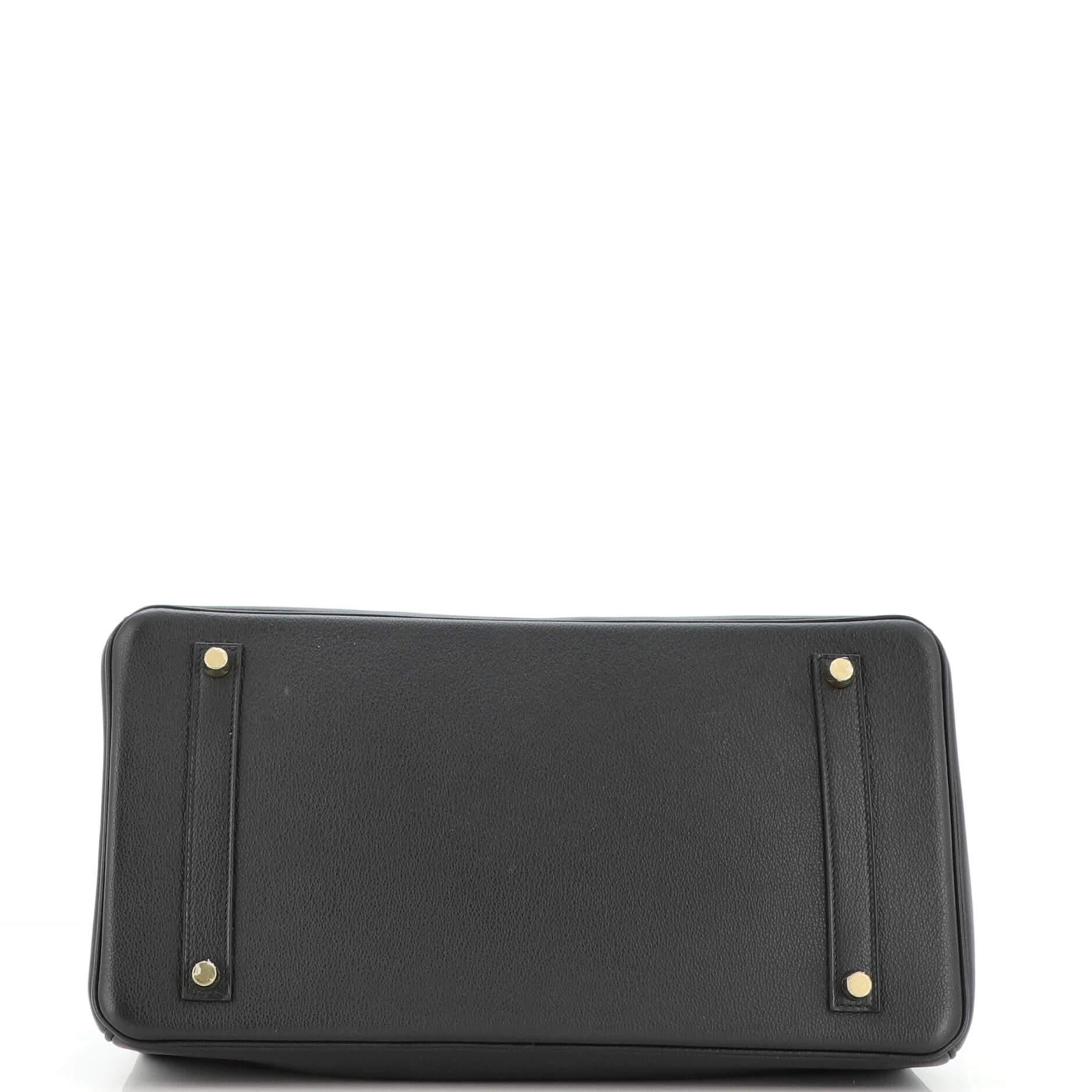 Women's or Men's Hermes Birkin Handbag Noir Evergrain with Gold Hardware 35 For Sale