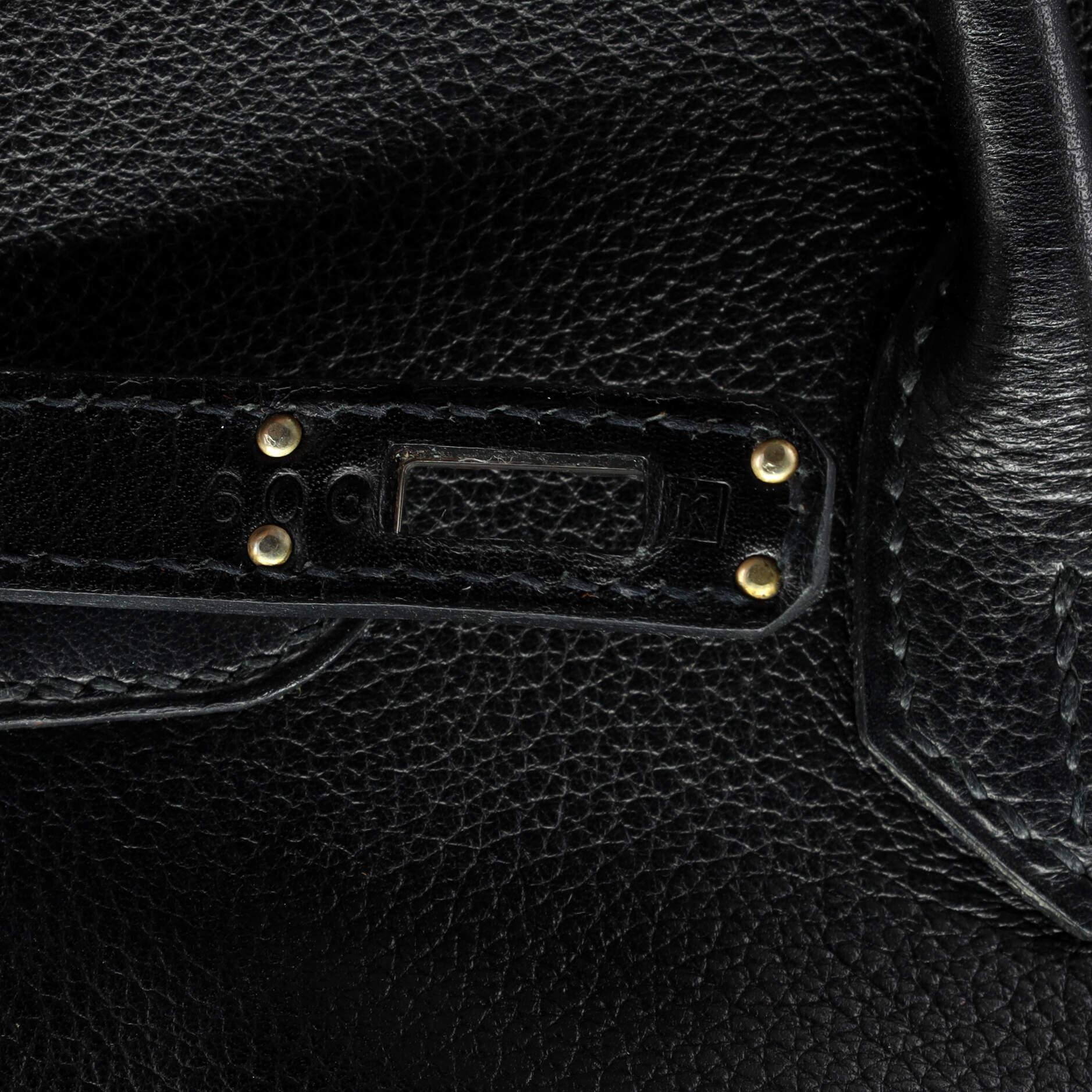 Hermes Birkin Handbag Noir Evergrain with Palladium Hardware 25 6