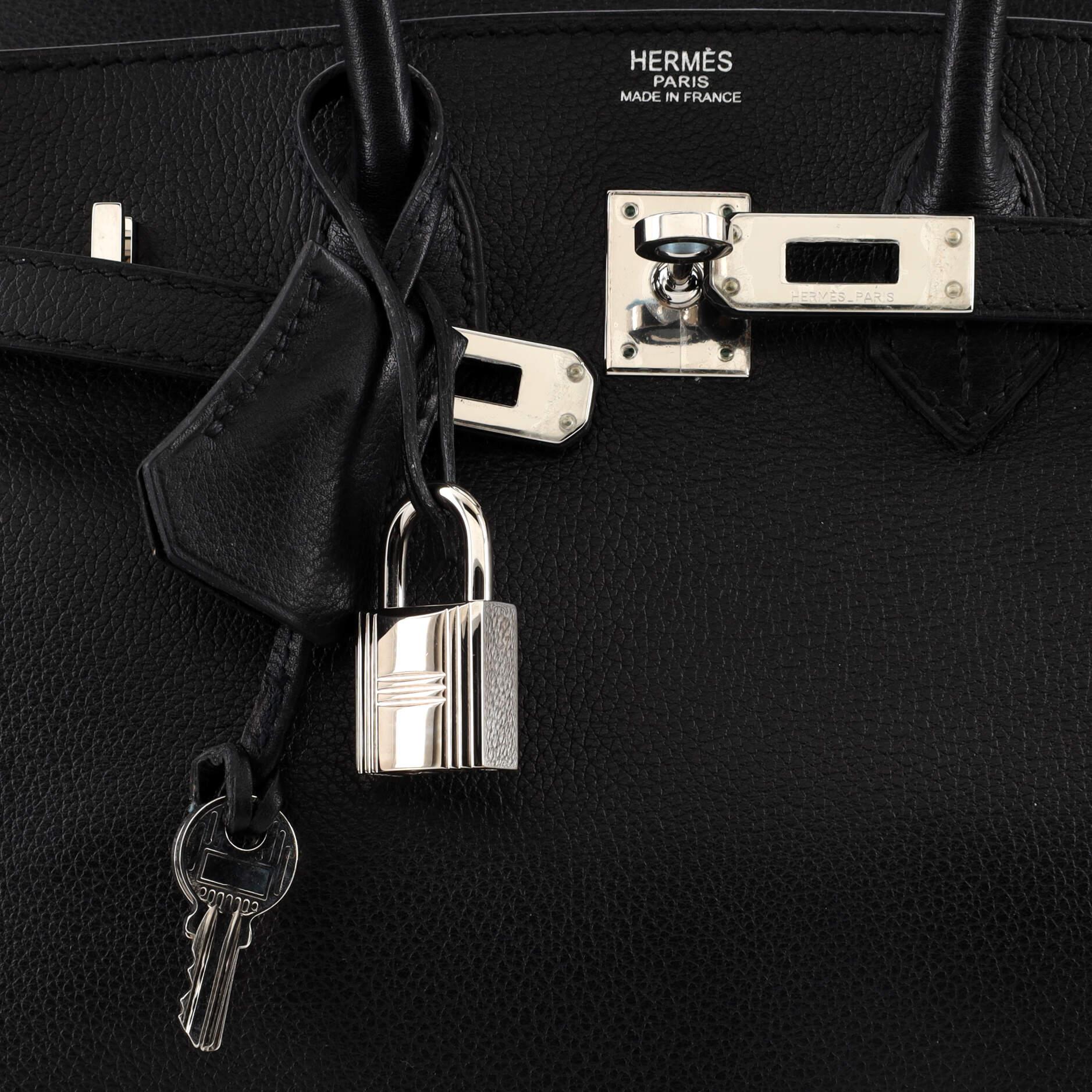 Hermes Birkin Handbag Noir Evergrain with Palladium Hardware 25 3