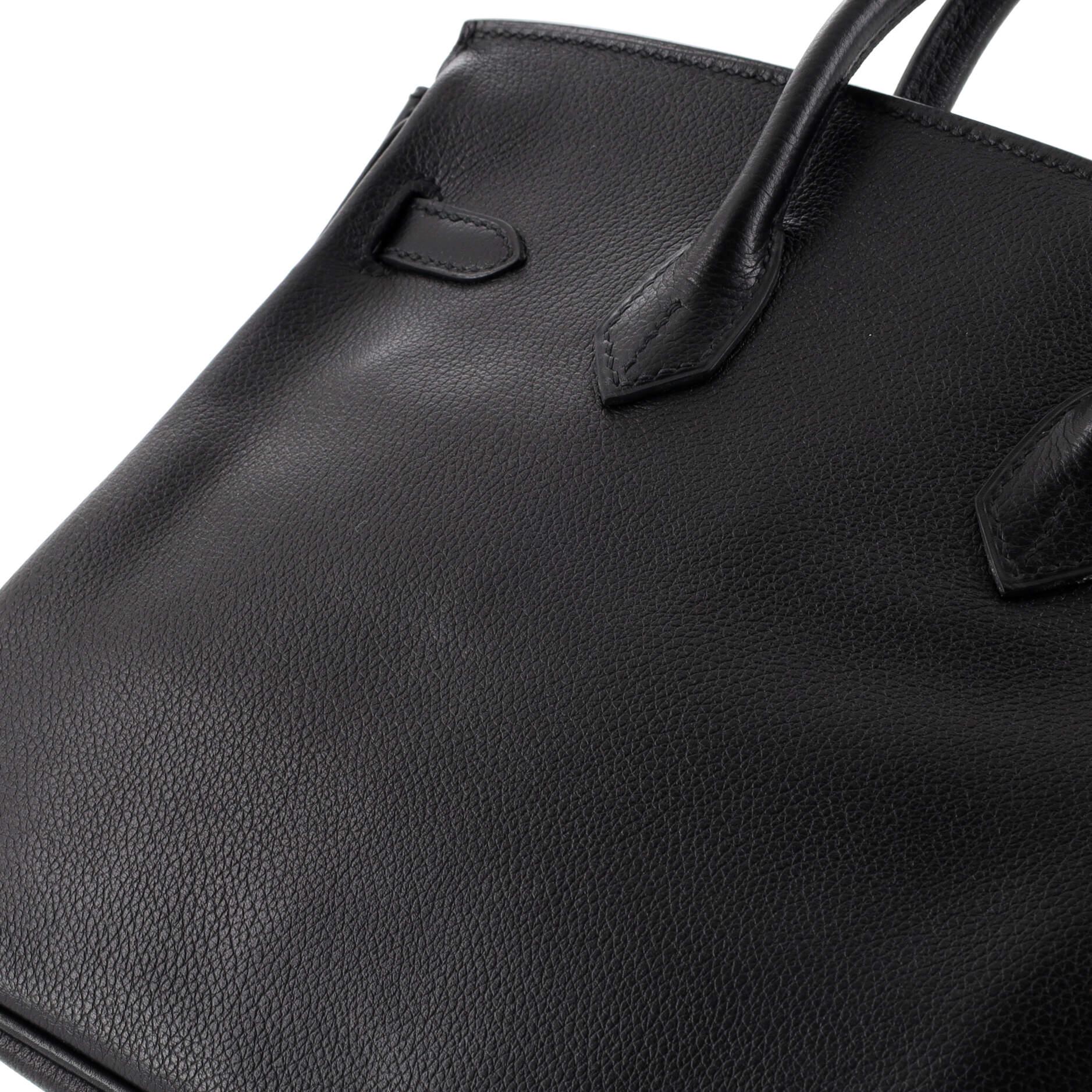 Hermes Birkin Handbag Noir Evergrain with Palladium Hardware 25 4