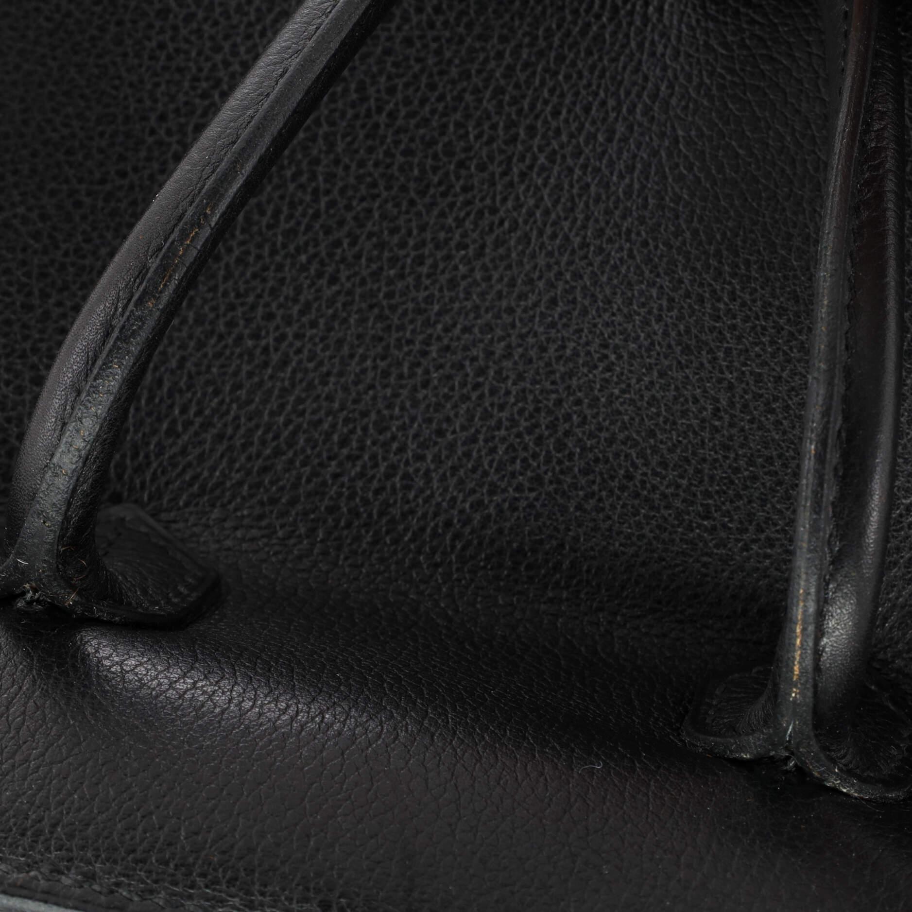 Hermes Birkin Handbag Noir Evergrain with Palladium Hardware 25 5