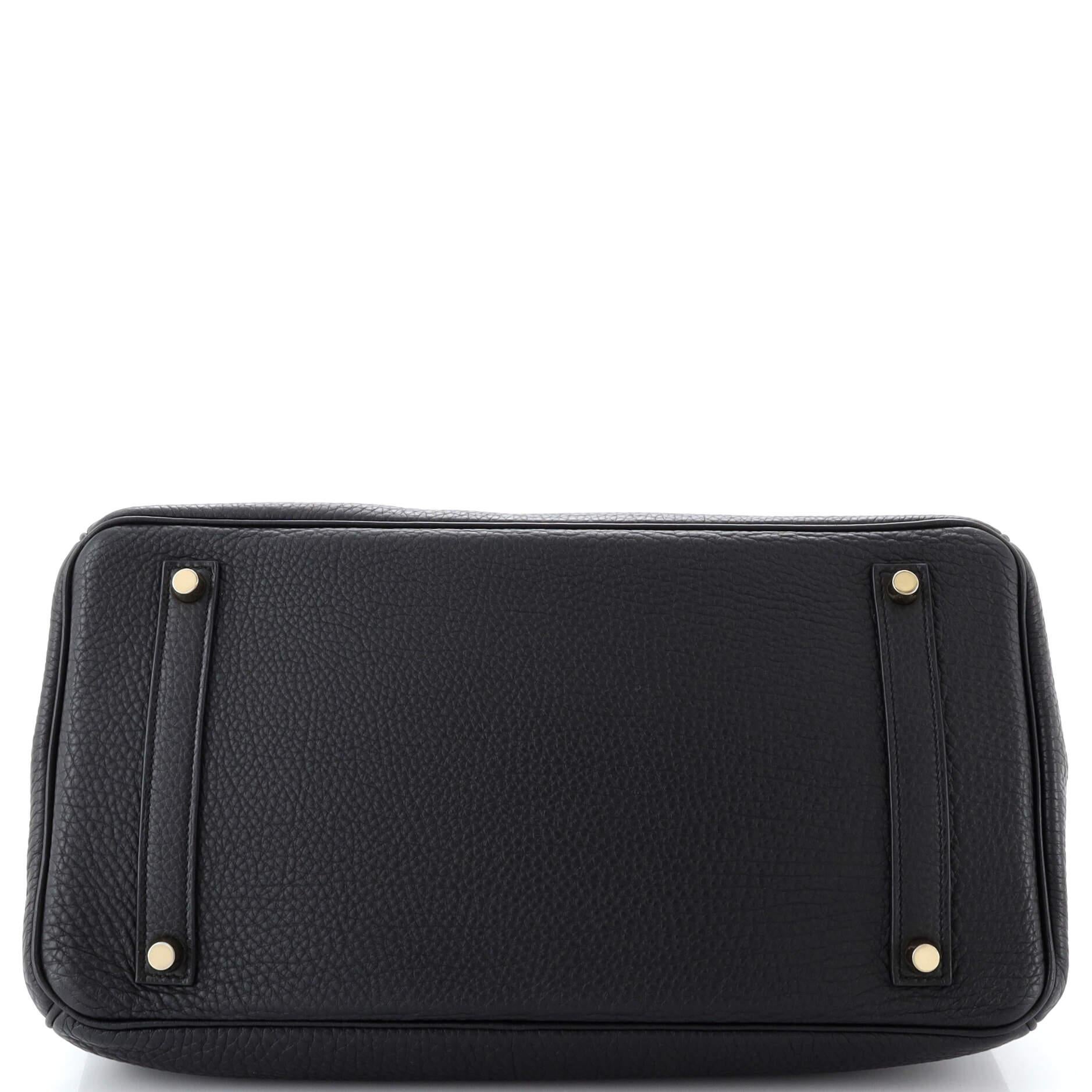 Hermes Birkin Handbag Noir Fjord with Gold Hardware 35 In Good Condition In NY, NY