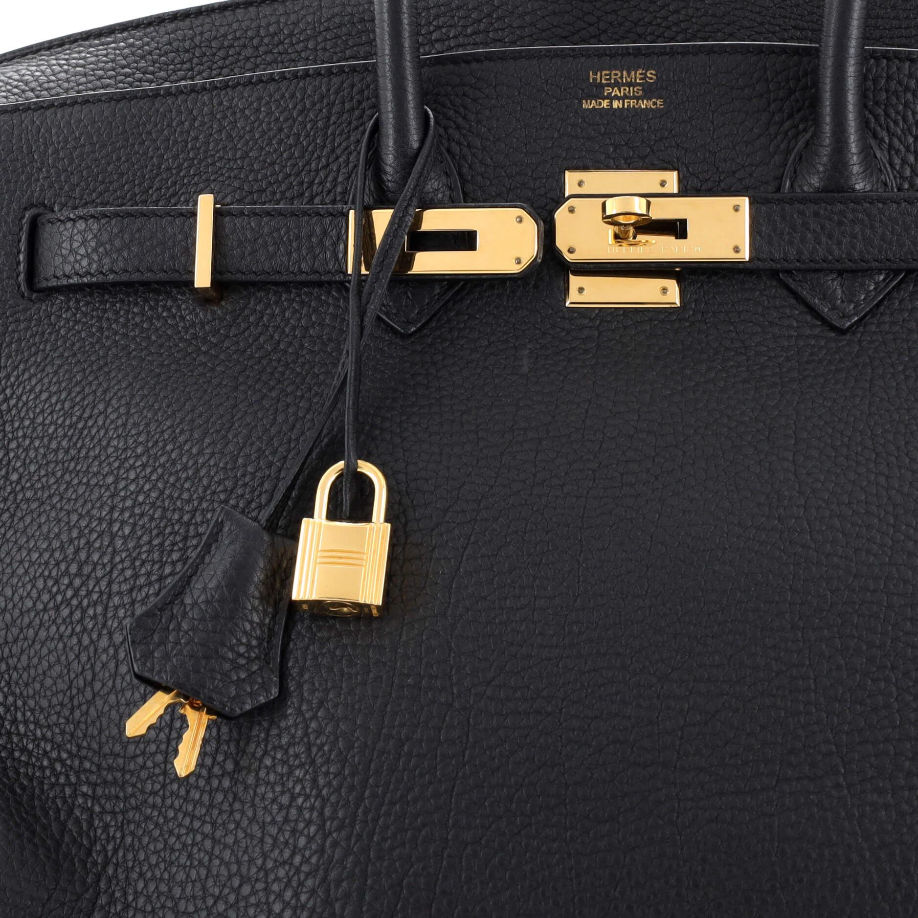 Hermes Birkin Handbag Noir Fjord with Gold Hardware 35 1