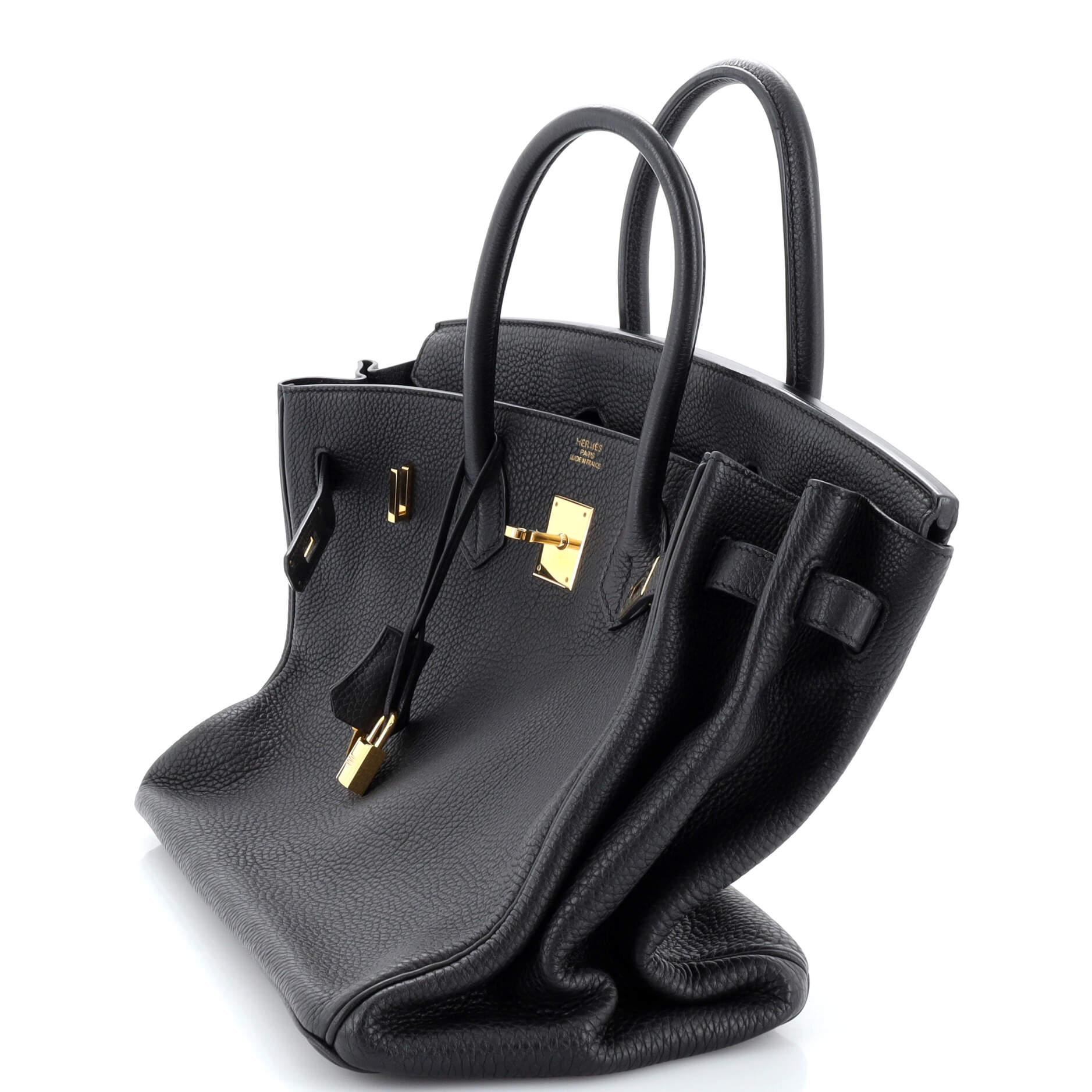 Hermes Birkin Handbag Noir Fjord with Gold Hardware 35 4