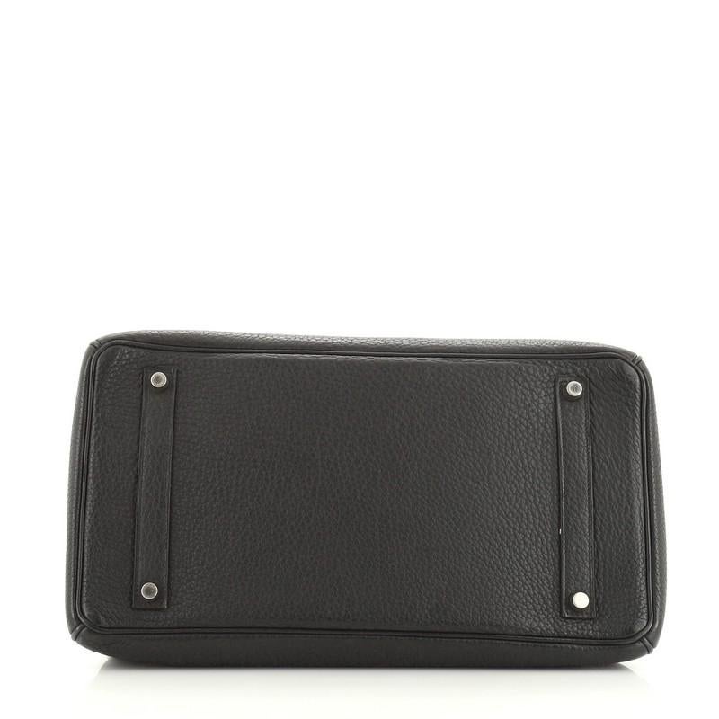 Hermes Birkin Handbag Noir Fjord with Palladium Hardware 35 In Good Condition In NY, NY