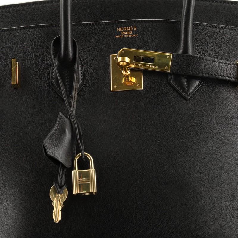 Women's or Men's Hermes Birkin Handbag Noir Gulliver With Gold Hardware 35 