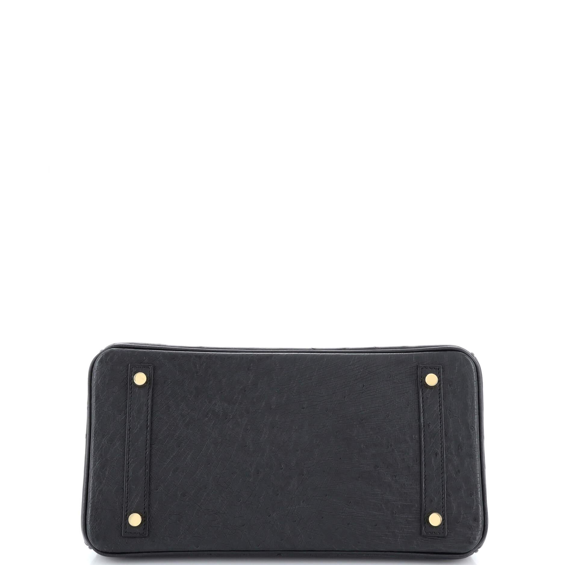 Hermes Birkin Handbag Noir Ostrich with Gold Hardware 30 1