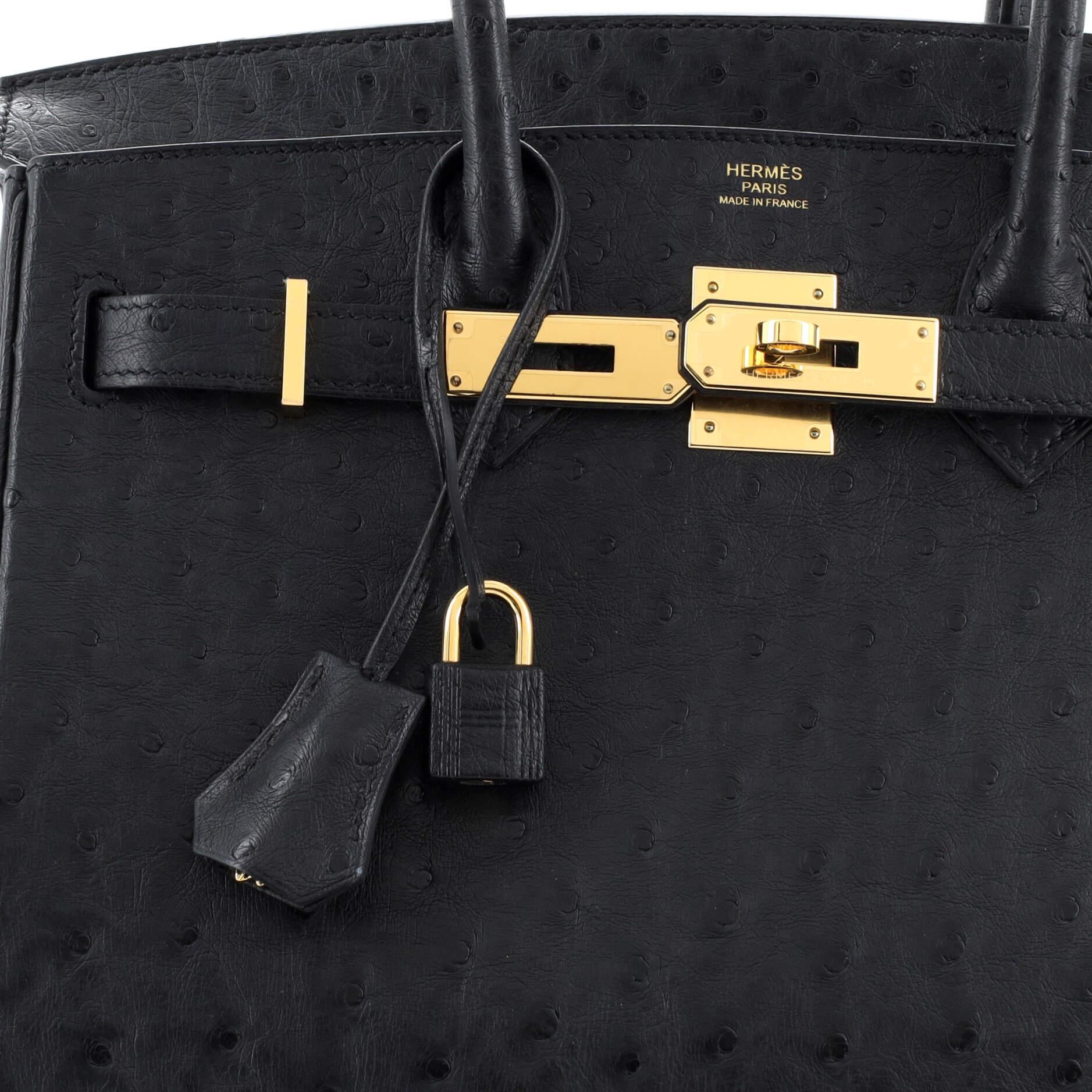 Hermes Birkin Handbag Noir Ostrich with Gold Hardware 30 3