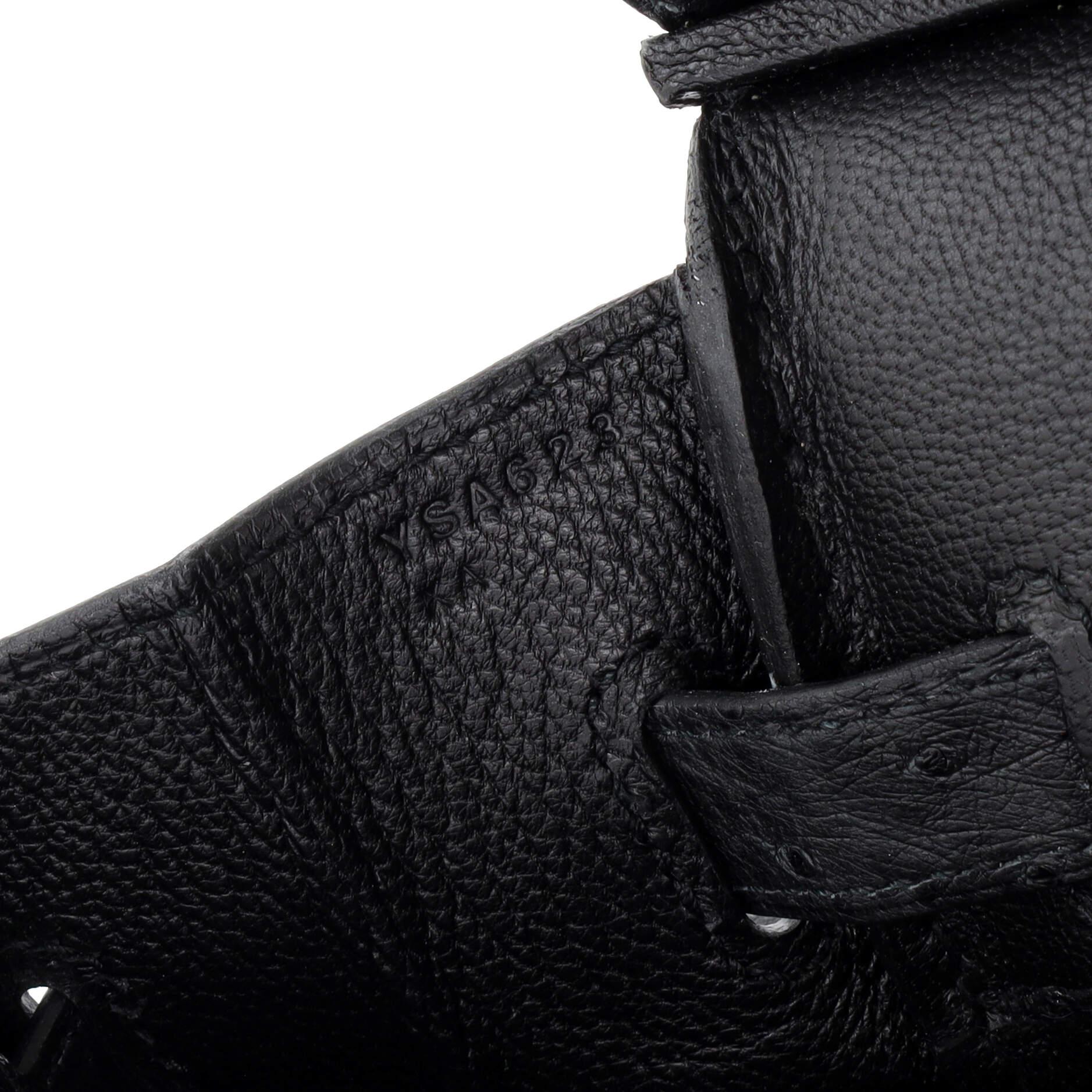 Hermes Birkin Handbag Noir Ostrich with Rose Gold Hardware 30 For Sale 6