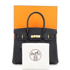 Hermes Birkin Handbag Noir Ostrich with Rose Gold Hardware 30