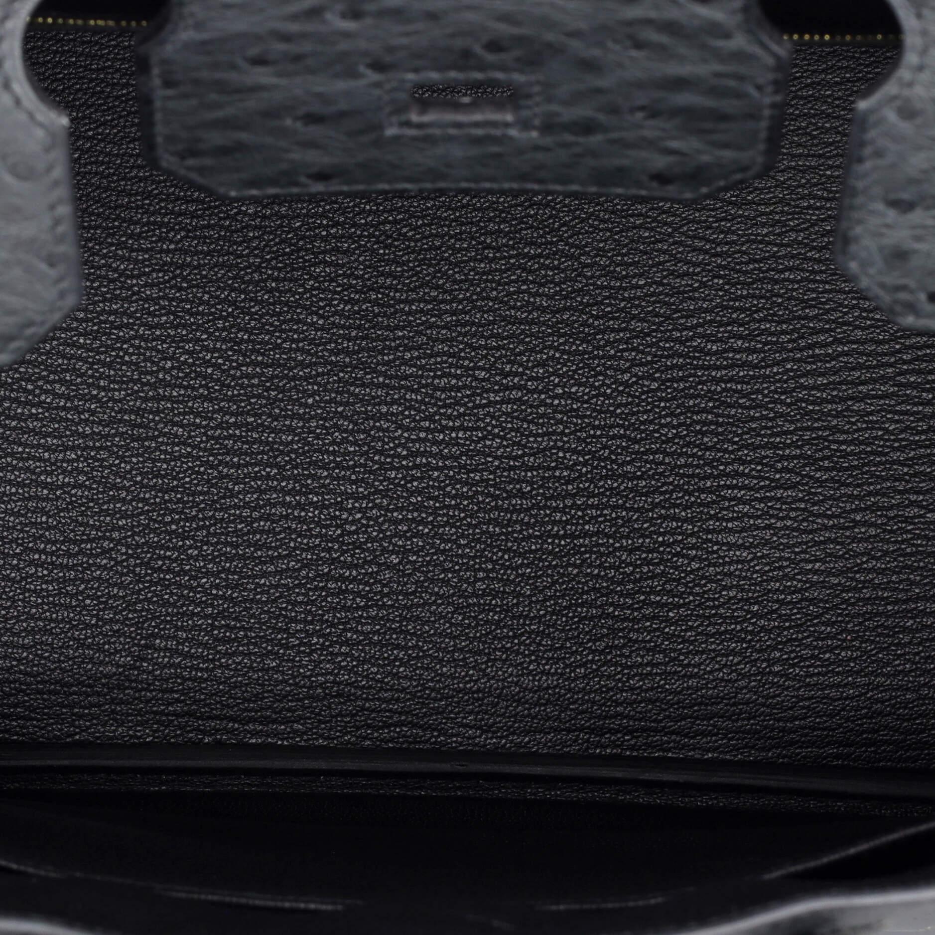 Hermes Birkin Handbag Noir Ostrich with Rose Gold Hardware 30 For Sale 1