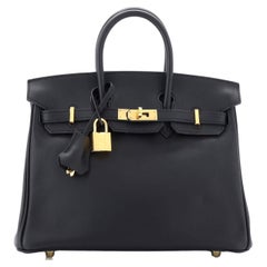 Hermes  Birkin Handbag Noir Swift with Gold Hardware 25
