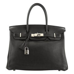 Hermes Birkin Handbag Noir Swift With Palladium Hardware 30 