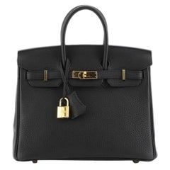 Hermes Birkin Handbag Noir Togo with Gold Hardware 25