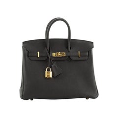 Hermes Birkin Handbag Noir Togo with Gold Hardware 25