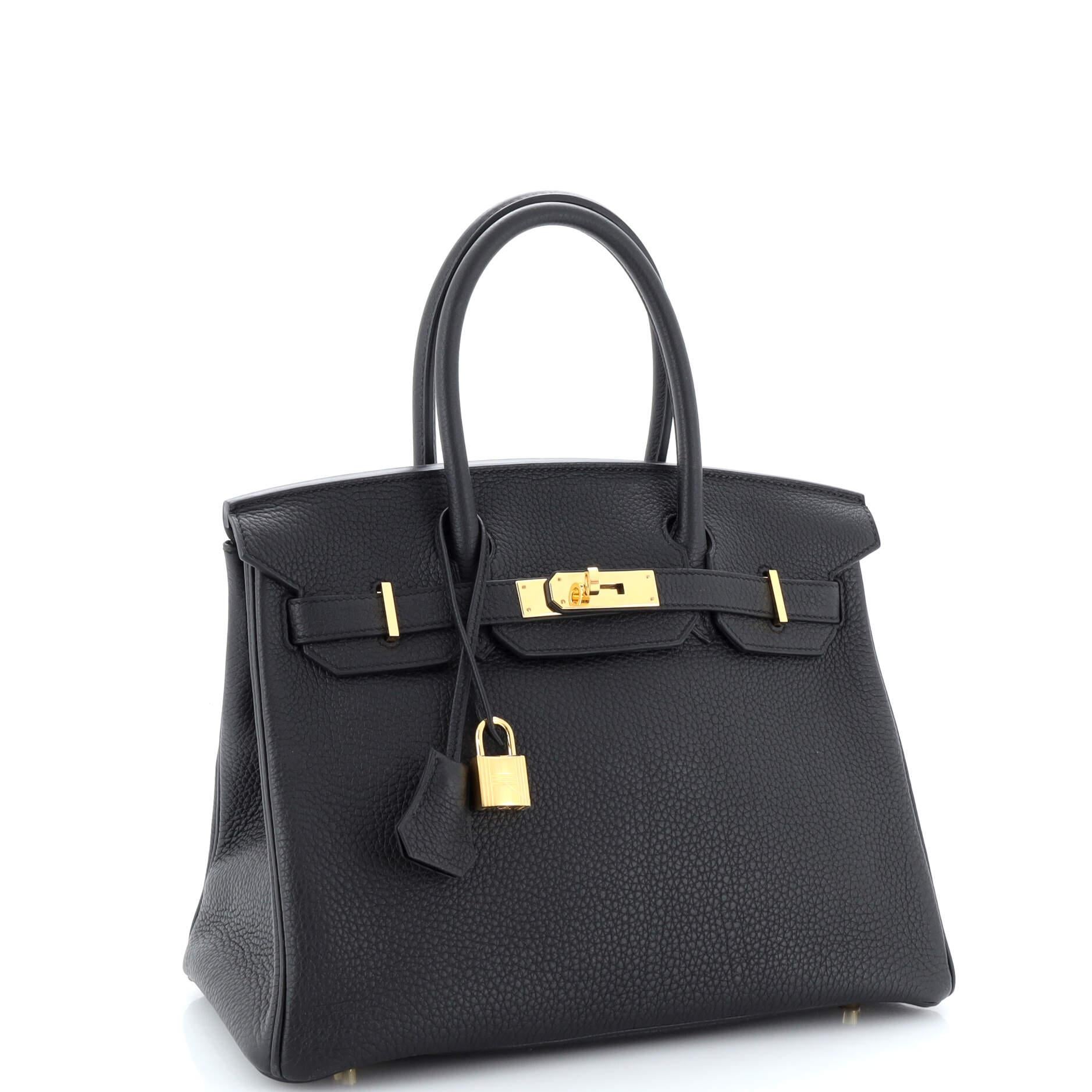 Hermes Birkin Handbag Noir Togo with Gold Hardware 30 In Good Condition In NY, NY