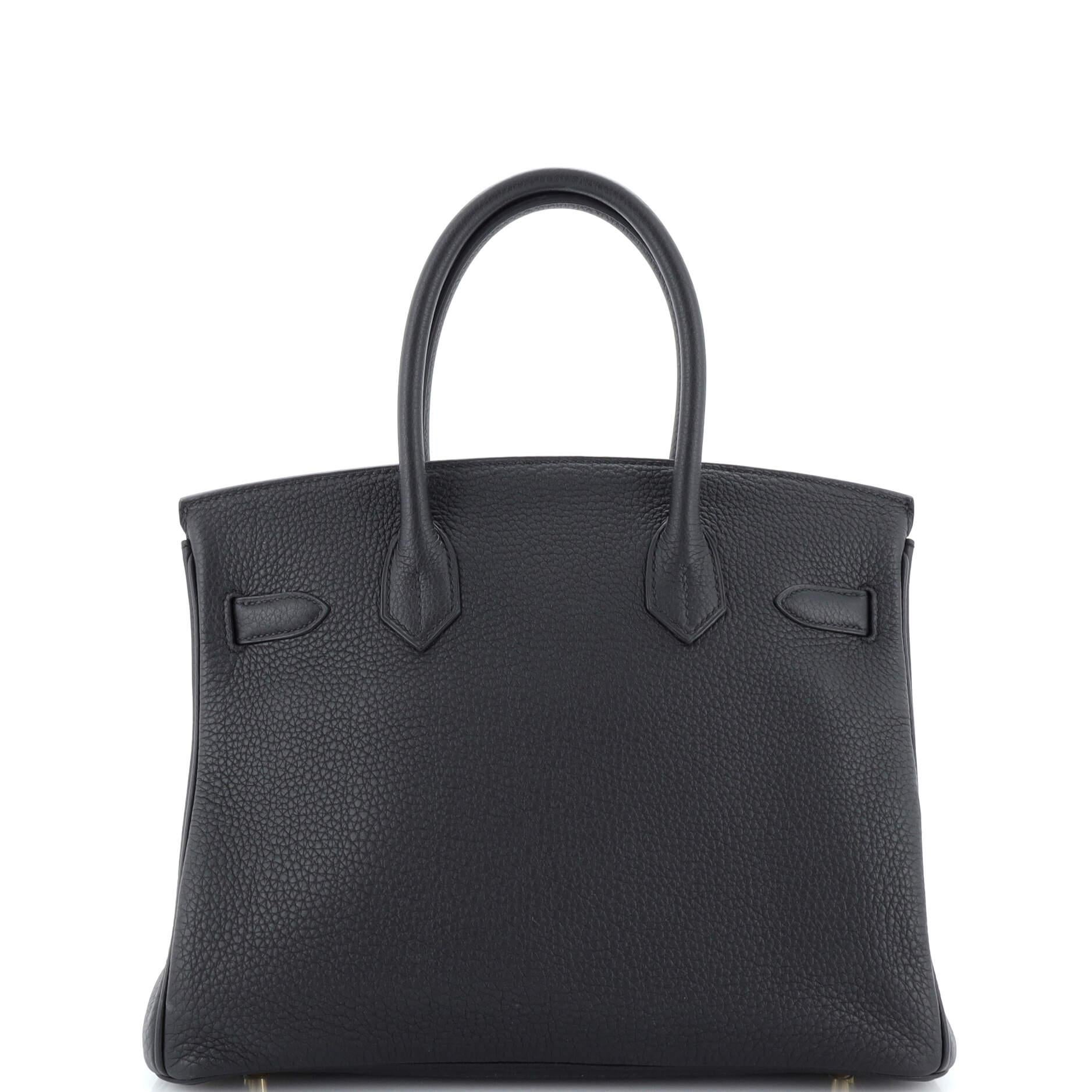 Women's or Men's Hermes Birkin Handbag Noir Togo with Gold Hardware 30
