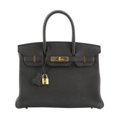 Hermes Birkin Handbag Noir Togo with Gold Hardware 30