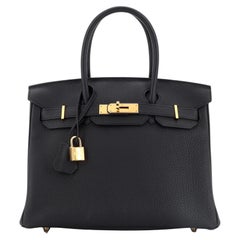 Hermes Birkin Handbag Noir Togo with Gold Hardware 30