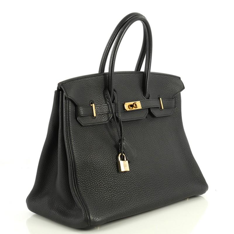Black Hermes Birkin Handbag Noir Togo with Gold Hardware 35