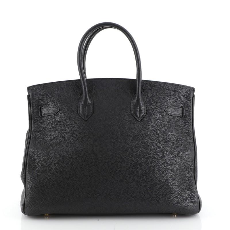 Hermes Birkin Handbag Noir Togo with Gold Hardware 35 In Good Condition In NY, NY