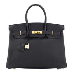 Sac à main Hermès Birkin Noir Togo avec finitions métalliques dorées 35
