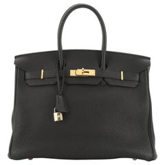 Hermes Birkin Handbag Noir Togo with Gold Hardware 35
