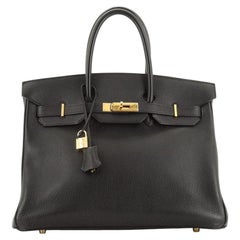Hermes Birkin Handbag Noir Togo With Gold Hardware 35 