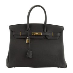 Hermes Birkin Handbag Noir Togo with Gold Hardware 35