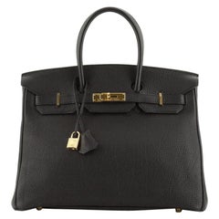 Hermes Birkin Handbag Noir Togo With Gold Hardware 35 