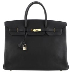 Hermes Birkin Handbag Noir Togo with Gold Hardware 40