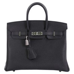 Hermes Birkin Handbag Noir Togo with Palladium Hardware 25