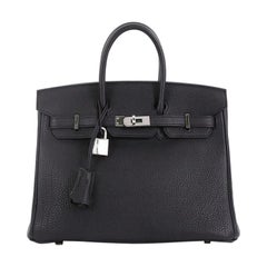Hermes Birkin Handbag Noir Togo with Palladium Hardware 25