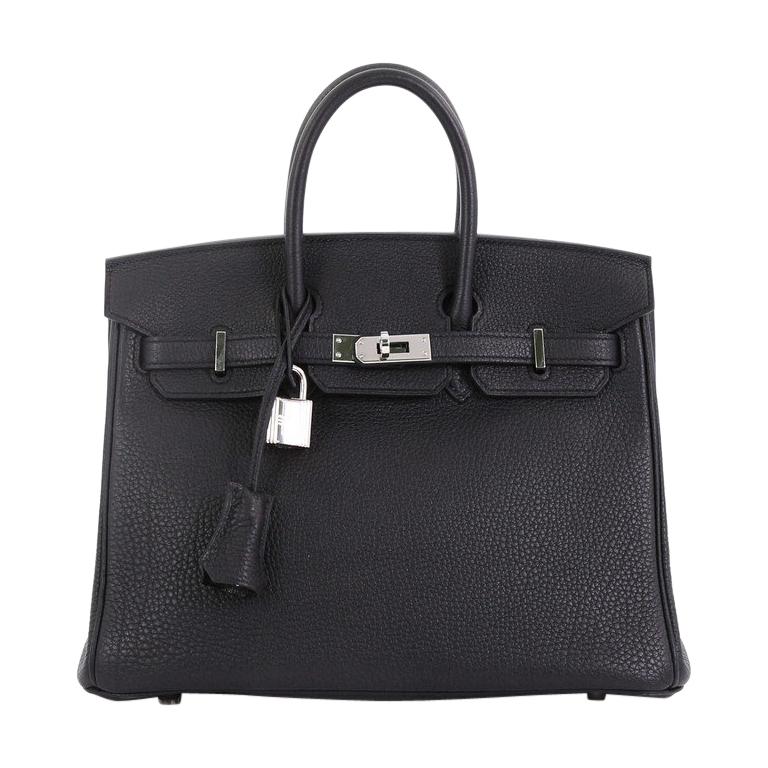 Hermes Birkin Handbag Noir Togo with Palladium Hardware 25 at 1stDibs