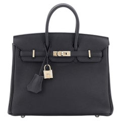 Hermes Birkin Handbag Noir Togo with Palladium Hardware 25