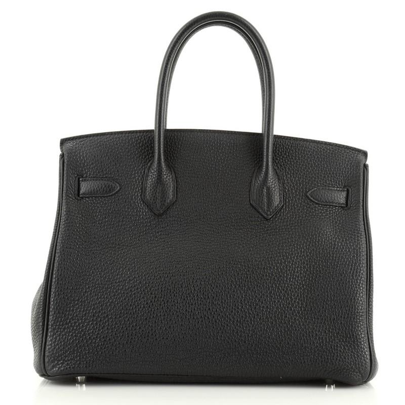 Black Hermes  Birkin Handbag Noir Togo with Palladium Hardware 30