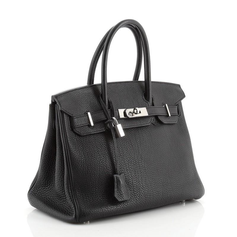Black Hermes Birkin Handbag Noir Togo with Palladium Hardware 30