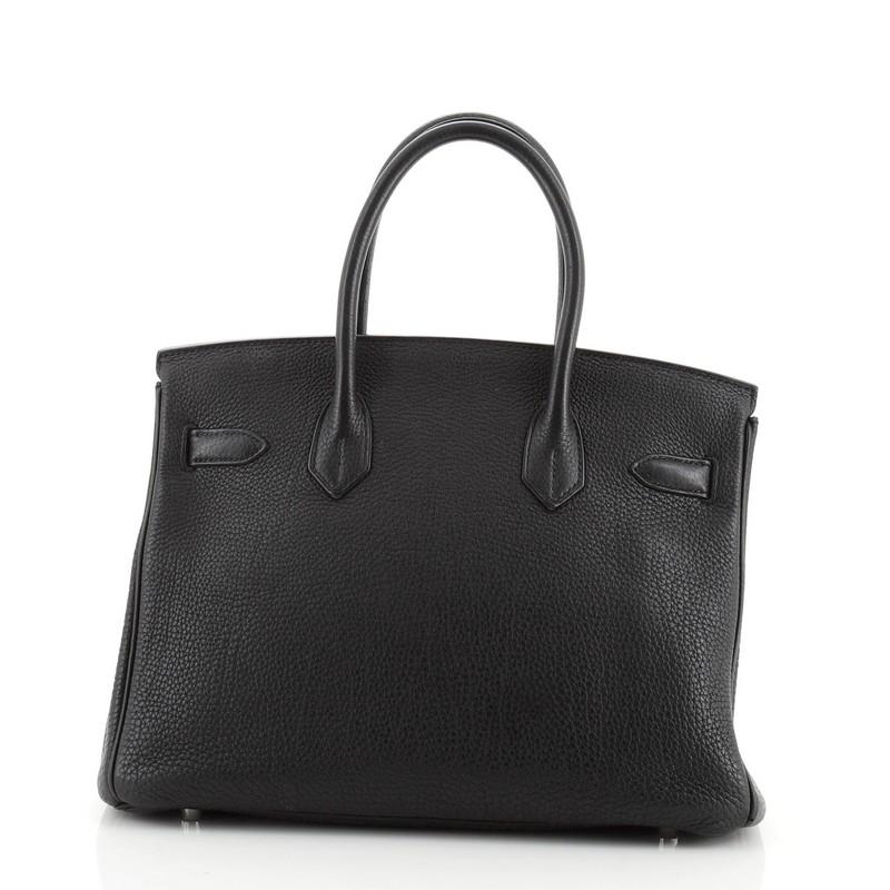 Hermes Birkin Handbag Noir Togo with Palladium Hardware 30 In Fair Condition In NY, NY
