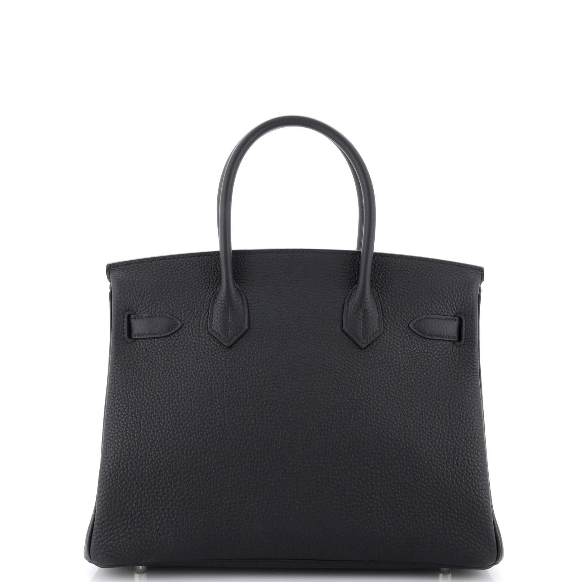 Women's Hermes Birkin Handbag Noir Togo with Palladium Hardware 30