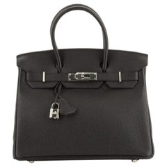 Hermes Birkin Handbag Noir Togo with Palladium Hardware 30